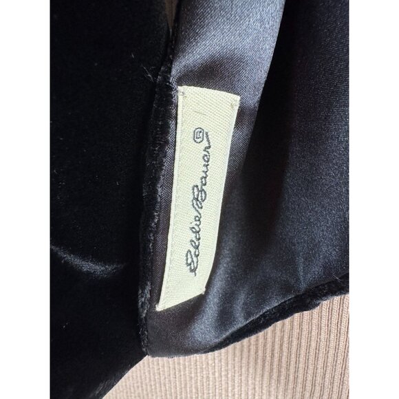 Black Velvet & Satin Evening Wrap Scarf Shawl By Eddie Bauer - Picture 5 of 16